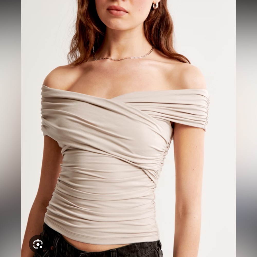 Off-The-Shoulder Ruched Wrap Top